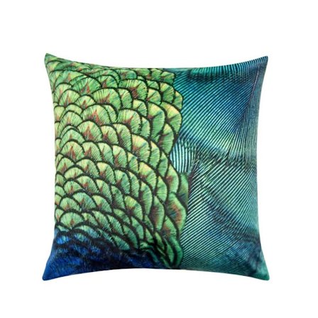 Flerfarvet fløjlspude 45x45cm – Tropical Chic
