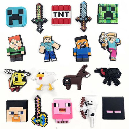 18 stk. Minecraft Sko Charms, Croc Træsko Sko Dekorationstilbehør til Børn Voksne
