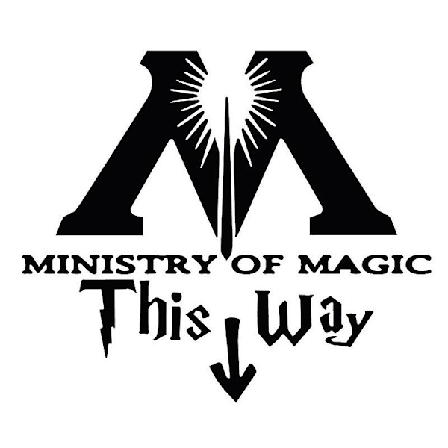 Ministry of Magic This Way klistremerke 7,5 tommer x 6,4 tommer Premium kvalitet svart vinyl