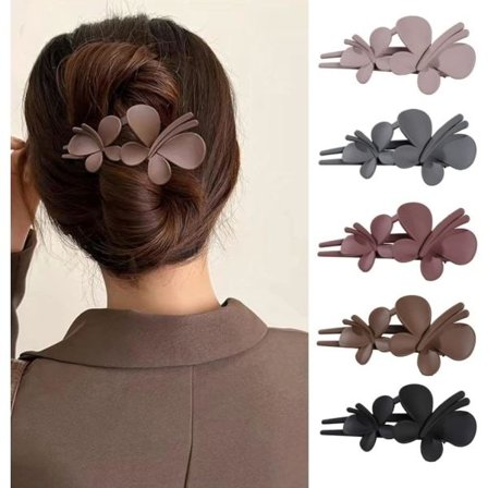 5-pakning sommerfugl hårnåler, store hårnåler for kvinner, matte nebbklips, krokodille hårnåler for jenter - Perfekt