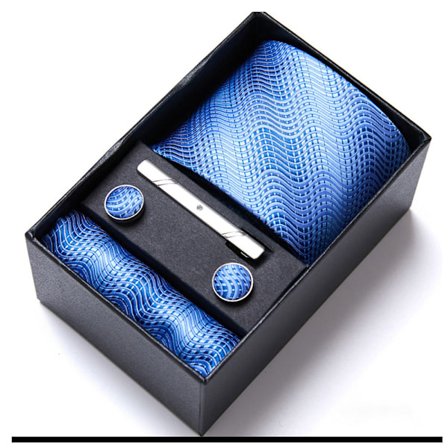 Herrslipsset Klassisk vävd slips Näsduk Manschettknappar