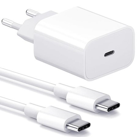 Oplader til Samsung - Hurtigoplader 20W USB-C - Adapter+Kabel 2m Hvid 1-pak Samsung 20W