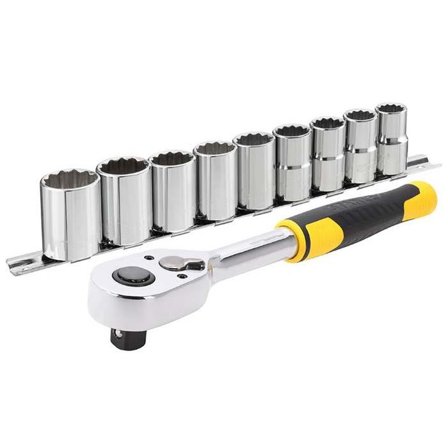 STANLEY STMT82671-0 Skralleskaft 1/2", med pipesett, 10 deler, Håndverktøy