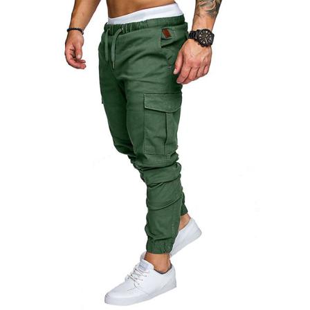 Enfärgade Joggingbyxor Med Dragsko För Män Green 3xl