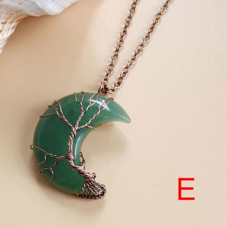 Tree of Life Crescent halsband för kvinnor flicka med Crystal Moon hänge smycken gåva