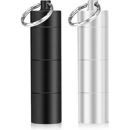 Kannettava pillerikotelo, 2 kpl metallinen taskupillerikotelo avaimenperä, 3 lokeroa vedenpitävä päivittäinen pillerisäiliö