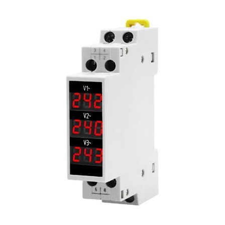 Mini Modular- Voltmetermåler Trefaset spændingsmålermonitor- AC80V-500V Din Rail Mount LED Digital Display Detector-