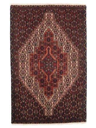 Tapis Senneh 70X108 Noir/Rouge Foncé (Laine, Perse)