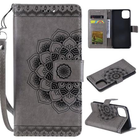 Iphone 11 Pro - Plånboksfodral Mandala - Grå Grey Grå