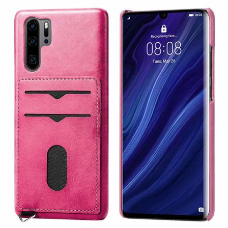 Skal Med Kortfack - Huawei P30 Pro Rosaröd Rosaröd
