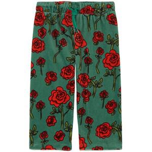 Mini Rodini GOTS Roses Velour Trousers Green 104/110 cm - Bottoms - 104/110 cm - Green