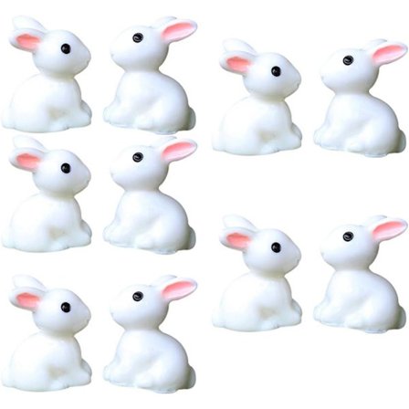 Sæt med 10 miniature fe have kanin ornamenter