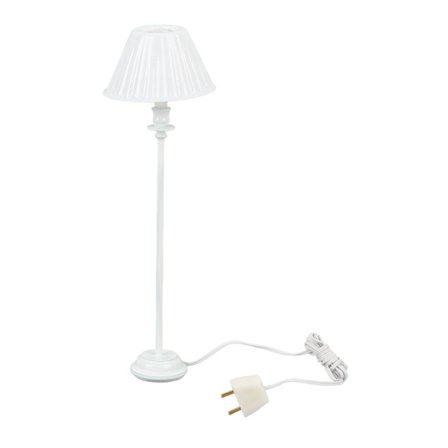 Miniatyr Dockskåp Golvlampa Vit Skalmönster Retro Elegant DIY Möbellampa för 1 12 Skala Dockskåp