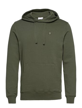 Elm Hood Basic Badge Sweat - Gots/V Green Knowledge Cotton Apparel