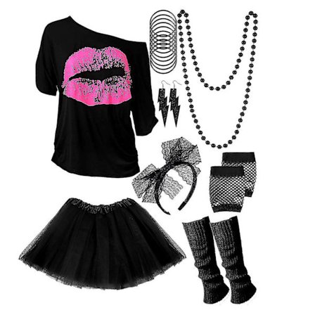 80-tals 90-tals Outfit Dam 80-tals Maskeradkostymer Dam med T-shirt Maskerad