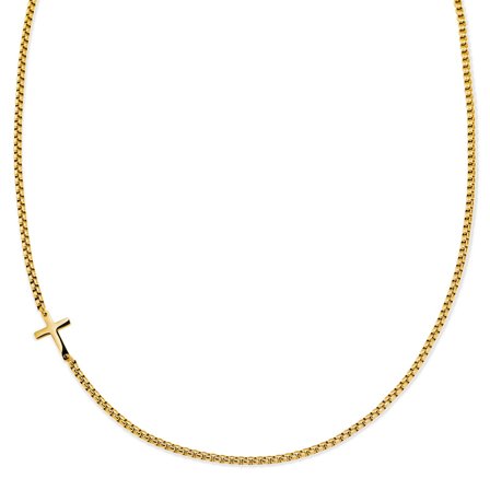 New Classics | 2mm Gold-Tone Stainless Steel Rounded Box Chain Cross Necklace for Men - Chain necklaces