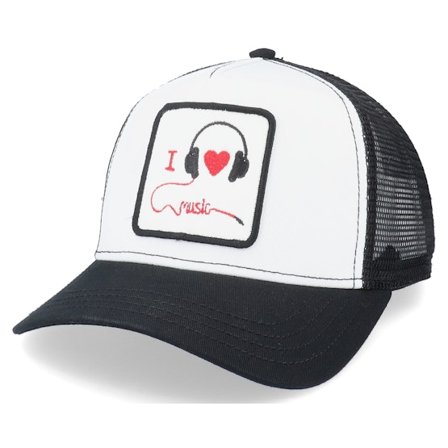 Iconic - Weiss trucker Cap - I Love Music Patch White/Black Trucker @ Hatstore