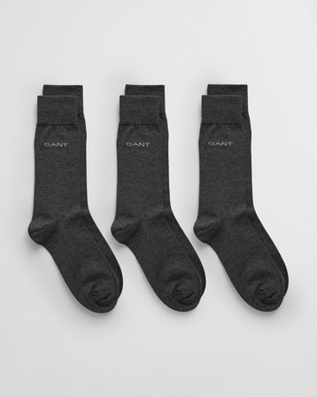 GANT Herren 3er-Pack Socken aus mercerisierter Baumwolle (43-45) Grau