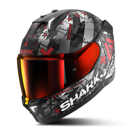 Casco Integrale Shark Skwal i3 Hellcat Mat Nero Cromo/Rosso S