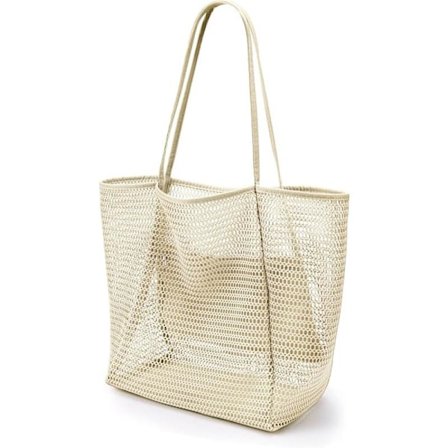 Mesh Strandveske, Casual Tote Bag Kvinner Sammenleggbar MAX Skulderveske For Strand Piknik Ferie