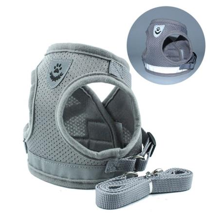 Hundsele Väst reflekterande promenadkoppel för hundvalp Andas mesh Gray S