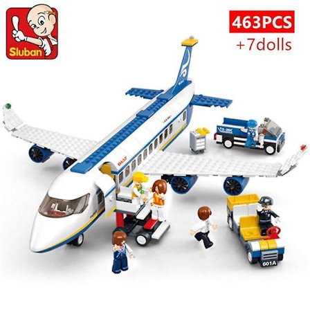 463stk City Airport Airbus Flyvemaskine Fly Model Byggeklodser Mursten Læringslegetøj til Børn