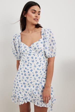 NA-KD Boho Robe portefeuille courte à manches bouffantes - Robes fleuries - Flower - EU 42