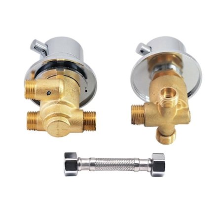 2/3/4-vejs Split Termostatisk Brusebatteri, Messing Badekar Koldt & Varmt Vandhane, Blandingsomskifterventil til Brusekabine/Dampbad - WELLNGS