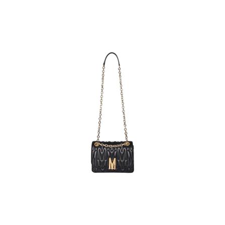 Moschino, Quilted Logo Shoulder Bag Czarny, Kobieta, Rozmiar: ONE Size
