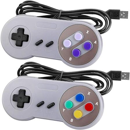 SNES USB-kontroller 2-pakning kablet retro SNES-spillkonsollkontroller for Super Nintendo