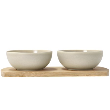 Villa Collection Shoku bambubricka med 2 skålar 28,5x13 cm, soft beige | Dukning & Servering > Tallrikar & Skålar > Miniskålar | Bagaren och Kocken