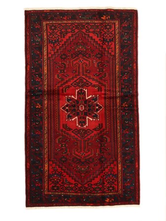 Hamadan Teppich Handgeknüpft 125X215 Schwarz/Dunkelrot Persien
