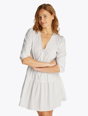 Tommy Jeans Tjw Poplin Tiered Mini Dress Ext - Cream - L