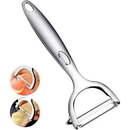 Multifunktionel Skræller i Rustfrit Stål, Grøntsagsskræller, Æbleskræller, Y Julienne Skræller til Skrælning, til Kartofler, Gulerødder, Agurker, 
