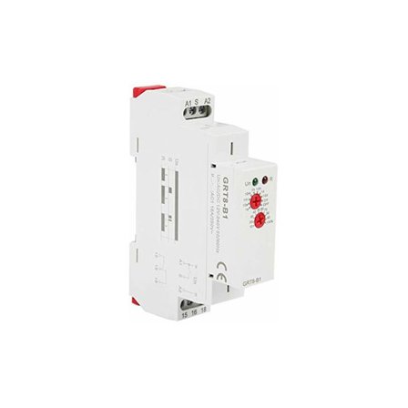 Tidsforsinkelsesrelæ - GRT8-B1 AC/DC12-240V Multifunktionstidsforsinkelsesrelæ, Mini Tidsforsinkelsesrelæ - M1 DIN-skinnemontering 10 funktioner LED-