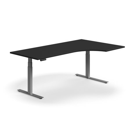 Schreibtisch QBUS, höhenverstellbar, 2000x1200 mm, silber/schwarz