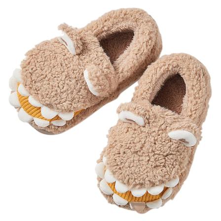 Pojkar Dinosaur Rund Toe Animal Plysch Slipper Söta Hem Skor