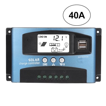 MPPT 40A Solarladdningsregulator 12V 24V Dubbel USB LCD-skärm
