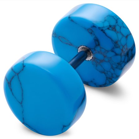 Satago | Faux Écarteur Clou d'Oreille en acier inoxydable & turquoise bleue 10 mm pour hommes - Clous d'oreille