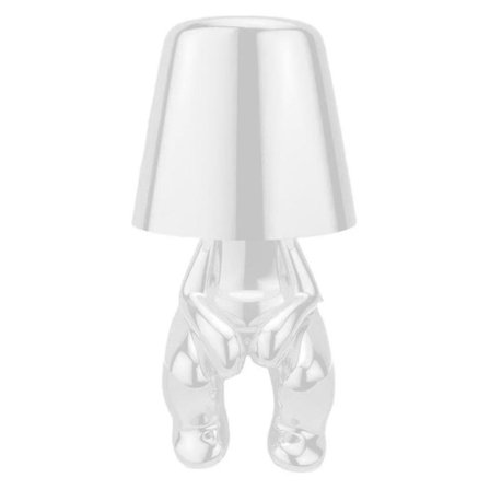 Nattbordlampe med berøring, Gold Thinker Lampe Skrivebordslampe Trådløs Oppladbar Bærbar Dekorativ Nattbordslampe Med Usb-lading(H,sølv)