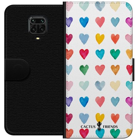 Kompatibelt Lommeboketui til Xiaomi Xiaomi Redmi Note 9S Cactus and Friends - Watercolor Love Grid