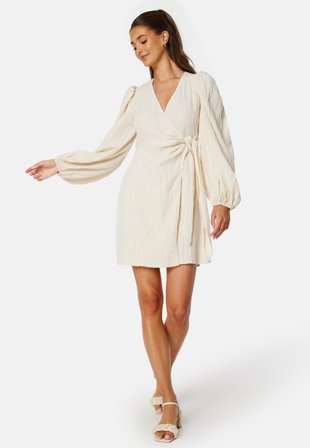 BUBBLEROOM Balloon Sleeve Structured Wrap Dress Klær