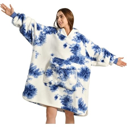 Bærbar tæppehættetrøje, Oversized Sherpa hættetrøje til kvinder og mænd, Hyggelig sweatshirt med kæmpe lomme