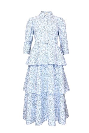 Poplin Flounce dress Azure Meadow XS