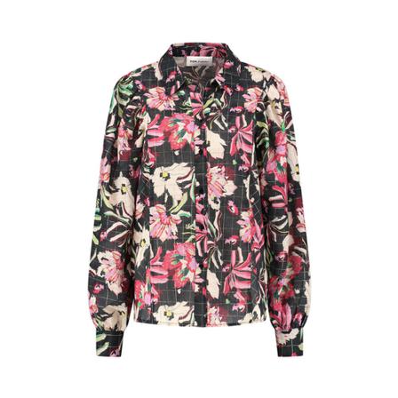 Pom Amsterdam POM Blouse Flower Blaze Anthracite Shine , Grijs , Dames , Maat: L
