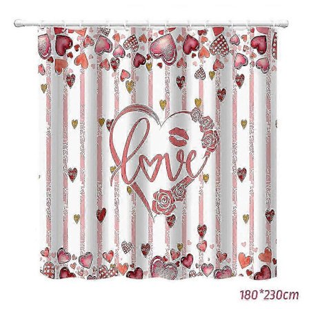 Valentinsdag Bruseforhæng med Kærlighedshjerte Tør- og Vådseparation Afdelingsforhæng til Badeværelse til Hjemmet 5