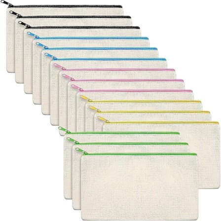 Canvas Väskor med Dragkedja - Sminkväskor, Pennfodral (10 Stycken)