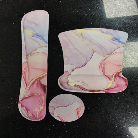 Rosa marmor musematte for jenter og kvinner, rektangulær tekstur musematte med design, sklisikker gummimusematte for personlig kontordatamaskin, 