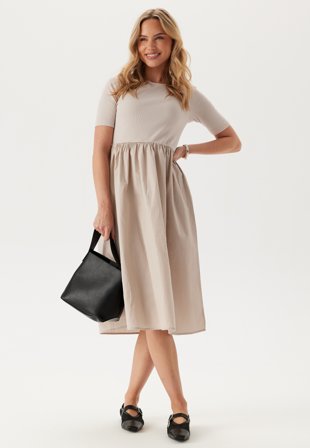 Pieces Pctonya Ss Midi Dress Silver Gray Klær