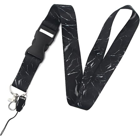 Nøglesnorsline til nøgler til mænd Aftagelig premium blødt stof halskæde med aftageligt spænde (sort marmor)